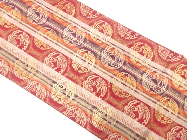 JAPANESE FUKURO OBI / WOVEN PHOENIX & STRIPE